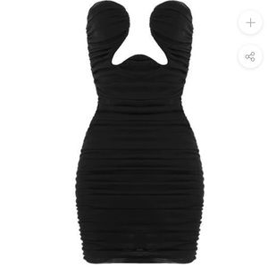 Black strapless mini dress